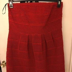 Strapless Crochet Type Flare Dress